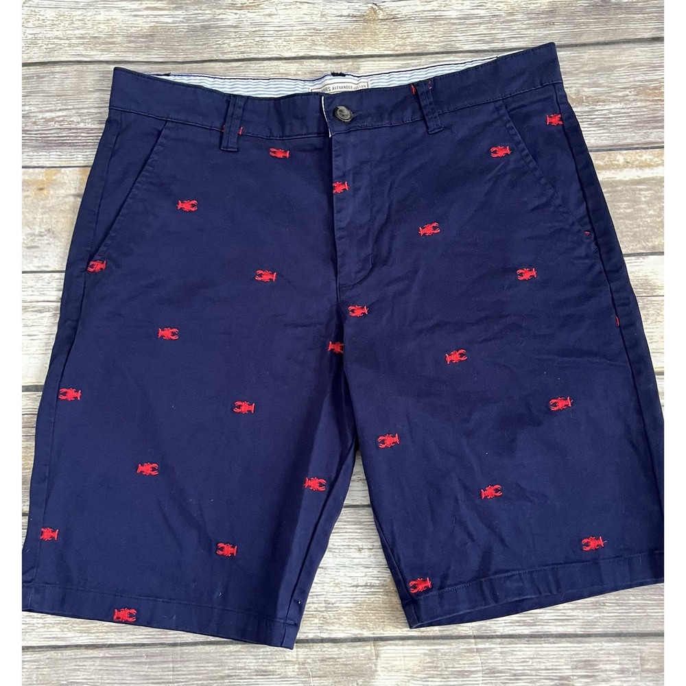 Colours Alexander Julian Navy Mens 34 Lobster Print‎ Stretch Chino Shorts